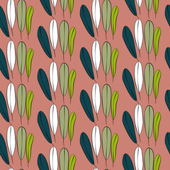 Vector seamless half-drop pattern, with leaves 