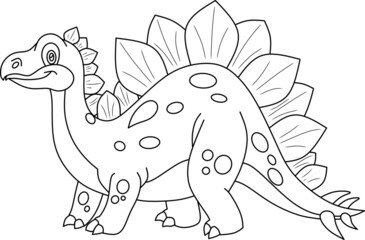 vector drawing of cartoon dinosaur, for coloring book.  © Berti