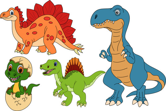 vector drawing of cartoon dinosaur, for coloring book.
