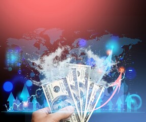 Inflation, hyperinflation, stagflation. Money dollar. The concept of inflation and crisis in Europe...