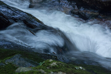 Mountain stream cascading over rocks