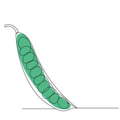 peas drawing in one continuous line, isolated