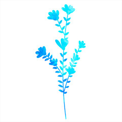 flower blue watercolor silhouette, isolated vector