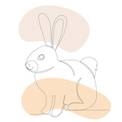 rabbit drawing in one continuous line, isolated