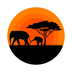 Fototapeta na wymiar elephant safari logo