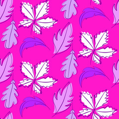 Vector seamless half-drop pattern, with leaves