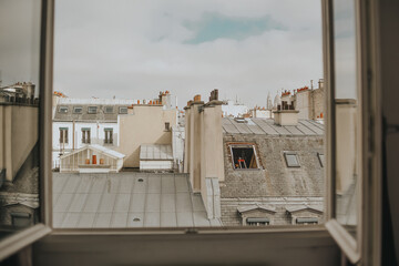 Paris through the window Panoramic view from a window in France