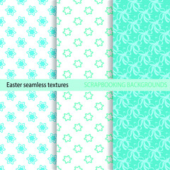 Seamless vector color background. The texture of simple doodle elements. Decorations for fabrics, children's textiles.For scrapbooking, packaging, gift products. Digital template. Easter background