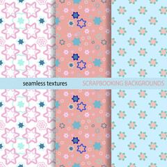 Seamless color background. The texture of simple doodle elements. Decorations for fabrics, children's textiles.For scrapbooking, packaging, gift products. Digital template. Easter, Christmas backgroun