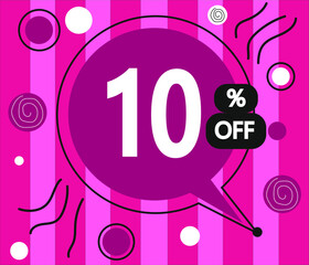 Fototapeta premium Vector illustration 10% off banner. pink label
