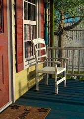 Fototapeta na wymiar 3D Rendering Cottage Porch