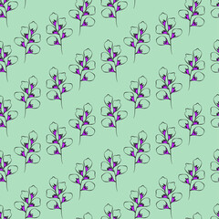 Vector seamless half-drop pattern, with leaves