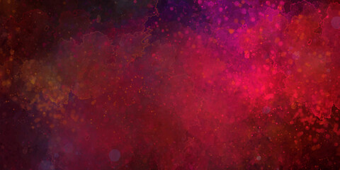 Fototapeta premium Abstract background dark grungy abstract paper textured aquarelle canvas for modern creative design. Bright light pink ink watercolor on black background. Cosmic magenta paper texture.