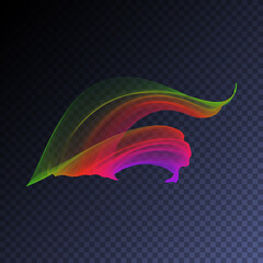 Vector magic glowing swirl trail transparent light effect. Bright shine wavy element for your design.