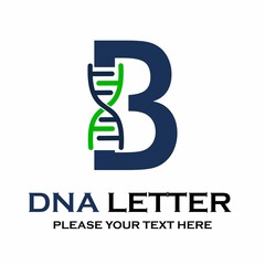 Letter b DNA logo template. Design with chromosome symbol. Suitable for research, science, medical, logotype, technology, lab, molecule, protein, nucleus etc