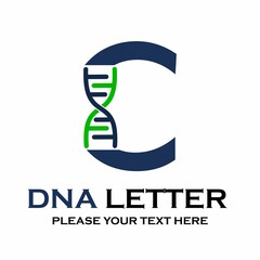 Letter c DNA logo template. Design with chromosome symbol. Suitable for research, science, medical, logotype, technology, lab, molecule, protein, nucleus etc