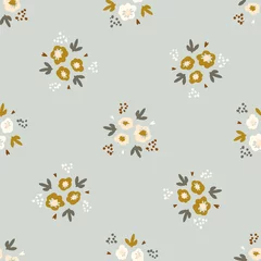 Wallpaper murals Floral pattern Gender neutral floral seamless vector background. Simple whimsical 2 tone pattern. Kids nursery wallpaper or scandi all over print. 