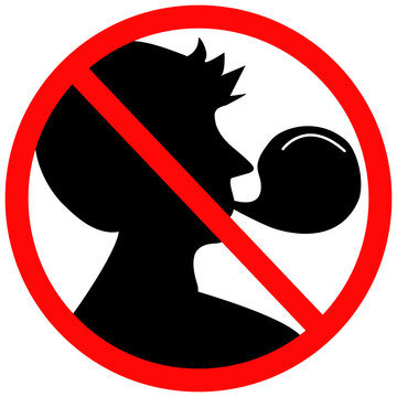 no chewing gum forbidden sign. bubble gum prohibited symbol. no bubble gum symbol. flat style.