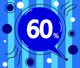 Vector illustration 60% off banner. blue label