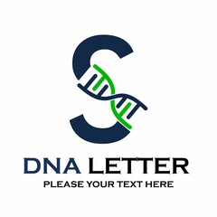 Letter s DNA logo template. Design with chromosome symbol. Suitable for research, science, medical, logotype, technology, lab, molecule, protein, nucleus etc