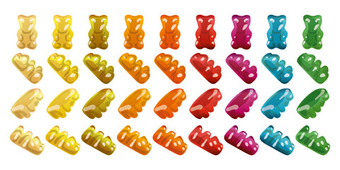 Gummy Bear Candy isolated on white. Colorful Jelly Bear vector illustration.