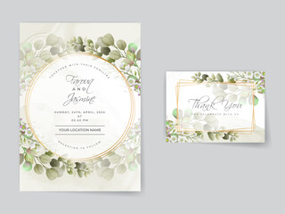 Wedding invitation cards greenery leaves