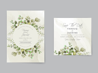 Wedding invitation cards greenery leaves
