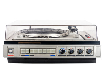 Fototapeta premium Vintage turntable record player with dust cover