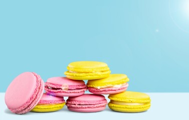 Homemade tasty sweet macaroons in different colors