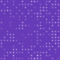 Abstract seamless geometric pattern. Mosaic background of white squares. Evenly spaced  shapes of different color. Vector illustration on deep purple background