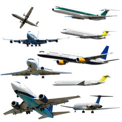Plane collection isolated on a white background. High resolution