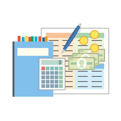 お金と計算機と帳簿