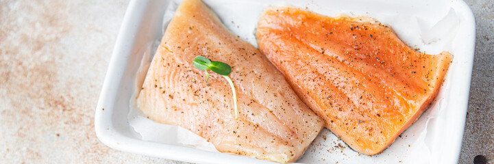 raw salmon fish char red fillet fresh seafood meal food snack on the table copy space food background 