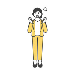 女性社員が怒っている表情のイラスト素材
