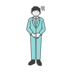 男性社員がどんよりしている表情のイラスト素材