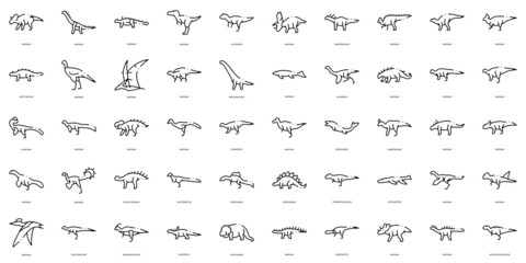 Linear Style dinosaurs Icons Bundle