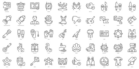 Linear Style diving Icons Bundle