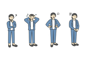 ネガティブな表情のビジネスパーソンのイラスト素材