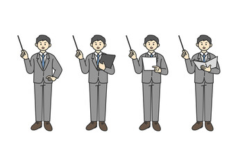 指し棒を持ったビジネスパーソンのイラスト素材
