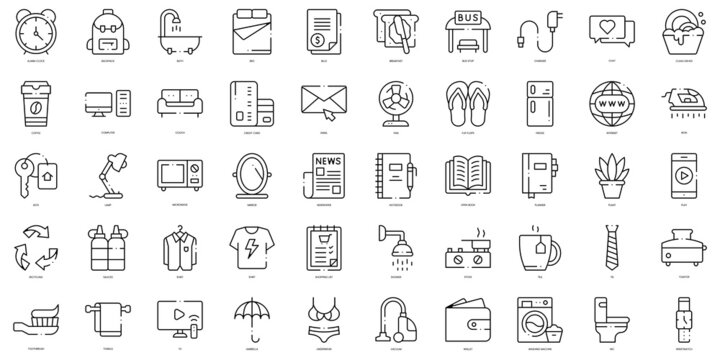 Linear Style everyday stuff Icons Bundle