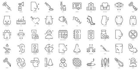 Linear Style plastic and cosmetic surgery Icons Bundle