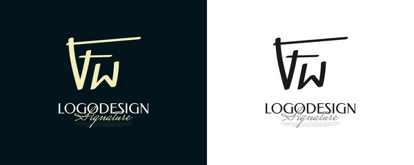Initial F and W Logo Design in Elegant and Minimalist Handwriting Style. FW Signature Logo or Symbol for Wedding, Fashion, Jewelry, Boutique, and Business Identity