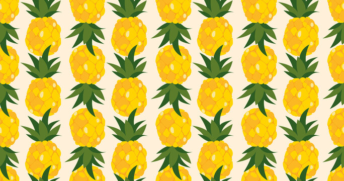 pineapple illustration. endless pattern with bright pineapples. fruit background.