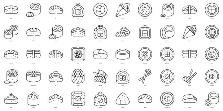 Linear Style sushi Icons Bundle