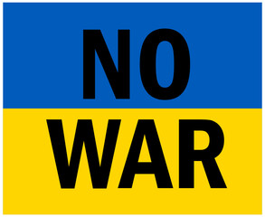 No War Black With Ukraine Flag Emblem Abstract Symbol Vector Illustration