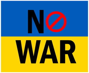 No War Icon Black With Ukraine Flag Emblem Abstract Symbol Vector Illustration