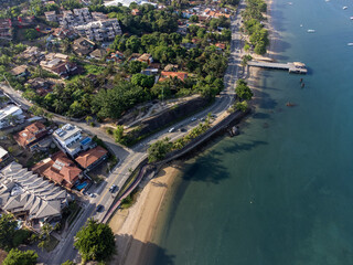 Naklejka premium Paraty, one of the oldest historic cities in Brazil, dates back to the colonial era. Top view by drone. Aerial view.