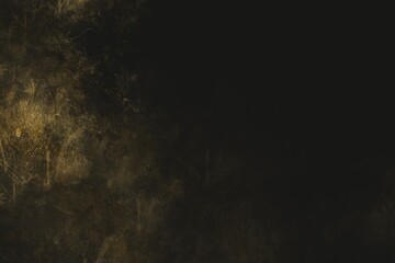 黒背景にキズのある金色のメタリックなテクスチャ　グランジ　ビンテージ　テンプレート　ダーク