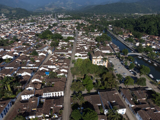 Paraty, one of the oldest historic cities in Brazil, dates back to the colonial era. Top view by...