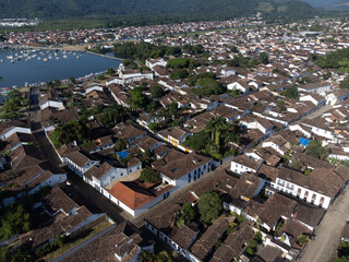 Paraty, one of the oldest historic cities in Brazil, dates back to the colonial era. Top view by...